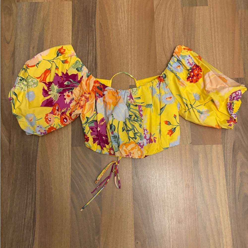 H&M Yellow Floral Off-Shoulder Blouse
